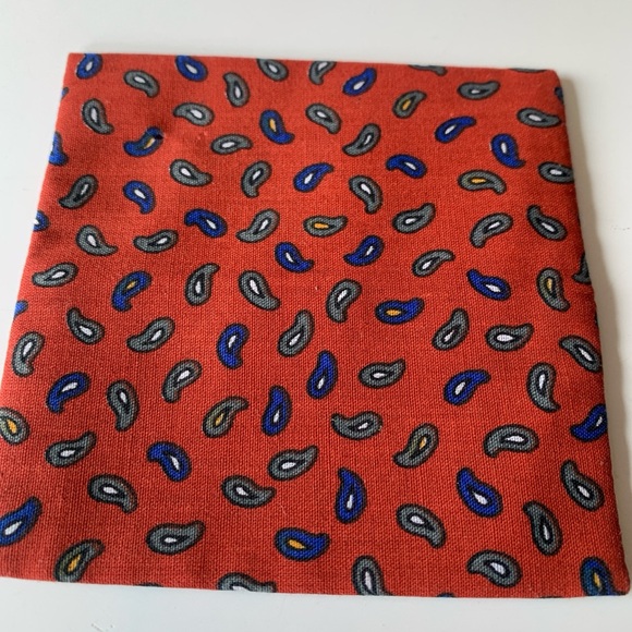 Set of 6 handmade rust toned cotton with petite paisley print coasters 3”x3” - Picture 4 of 5